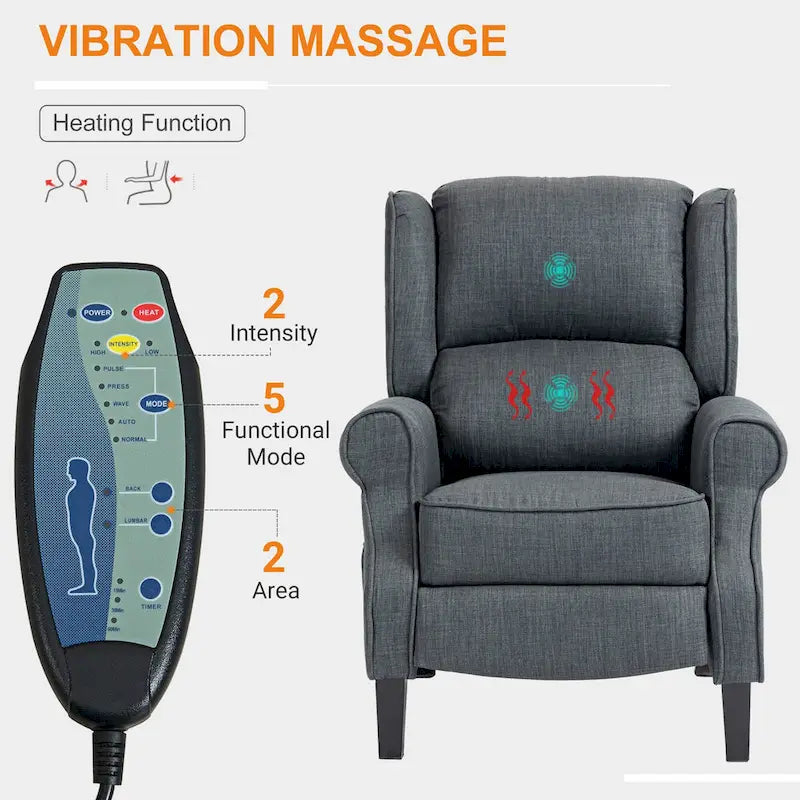 Fauteuil inclinable massant et chauffant avec télécommande
