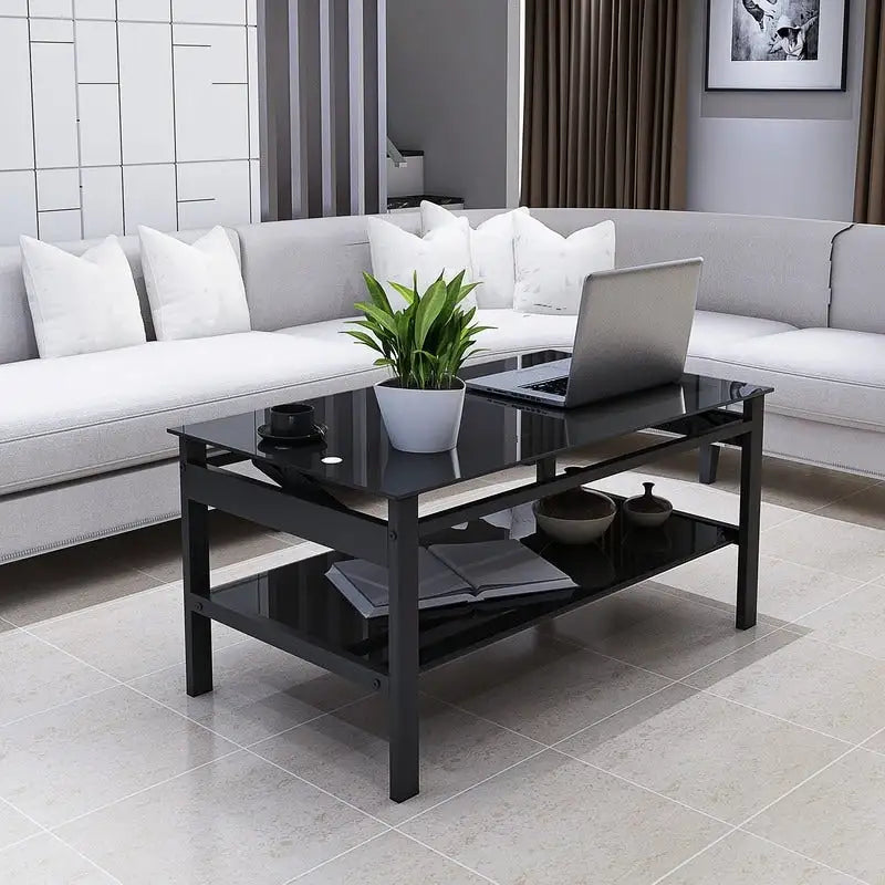 Table basse relevable en verre avec rangement pour salon et bureau à domicile