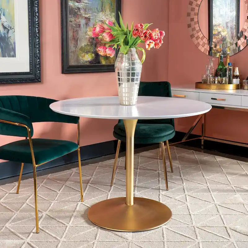 Table à manger ronde à fleurs de 41,25 x 41,25