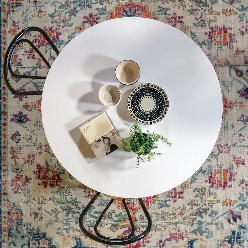 Table à manger ronde à fleurs de 41,25 x 41,25