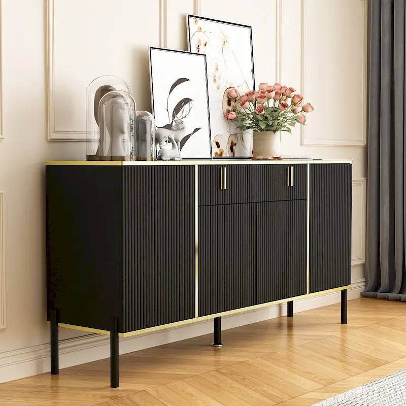 Buffet de cuisine 4 portes avec 2 tiroirs supérieurs