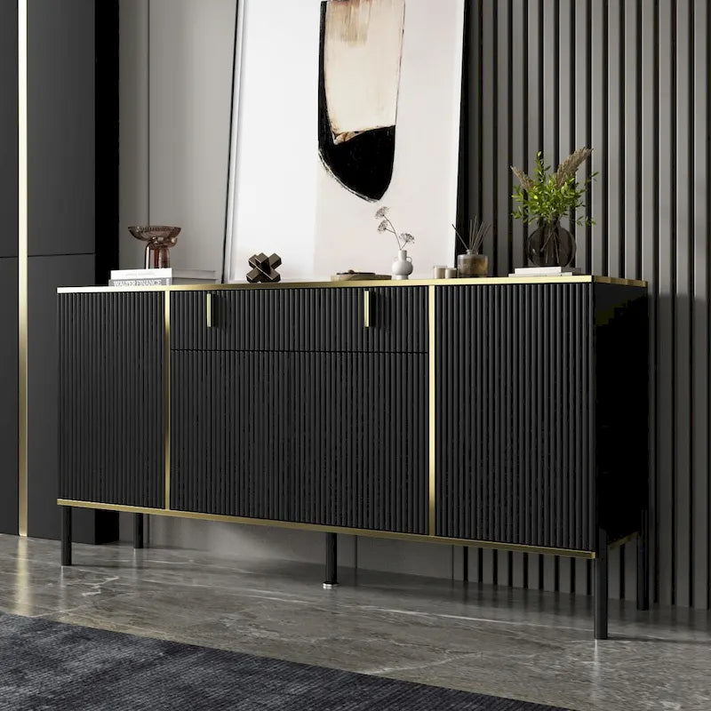 Buffet de cuisine 4 portes avec 2 tiroirs supérieurs