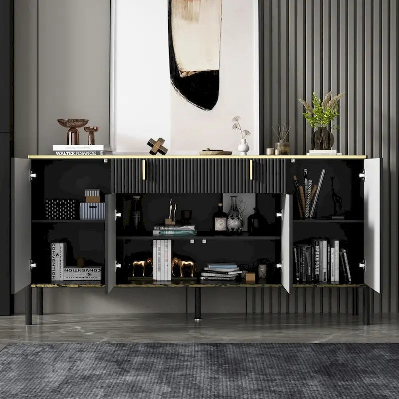 Buffet de cuisine 4 portes avec 2 tiroirs supérieurs
