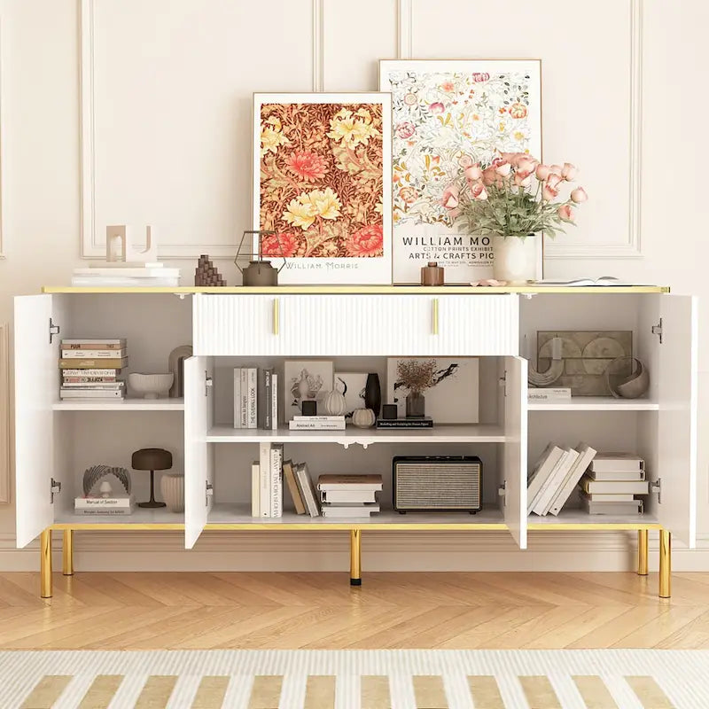 Buffet de cuisine 4 portes avec 2 tiroirs supérieurs