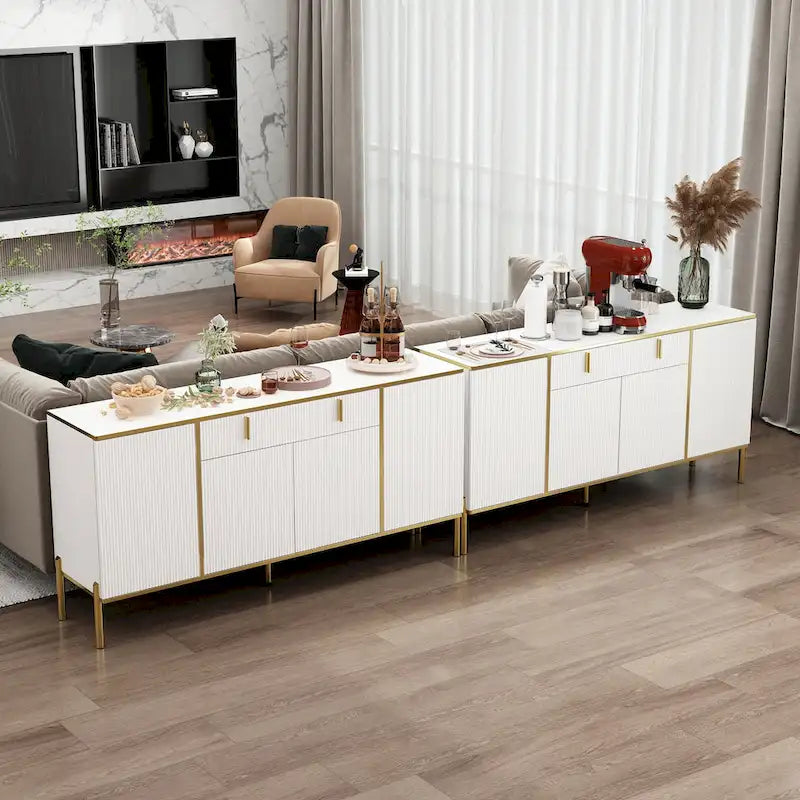 Buffet de cuisine 4 portes avec 2 tiroirs supérieurs
