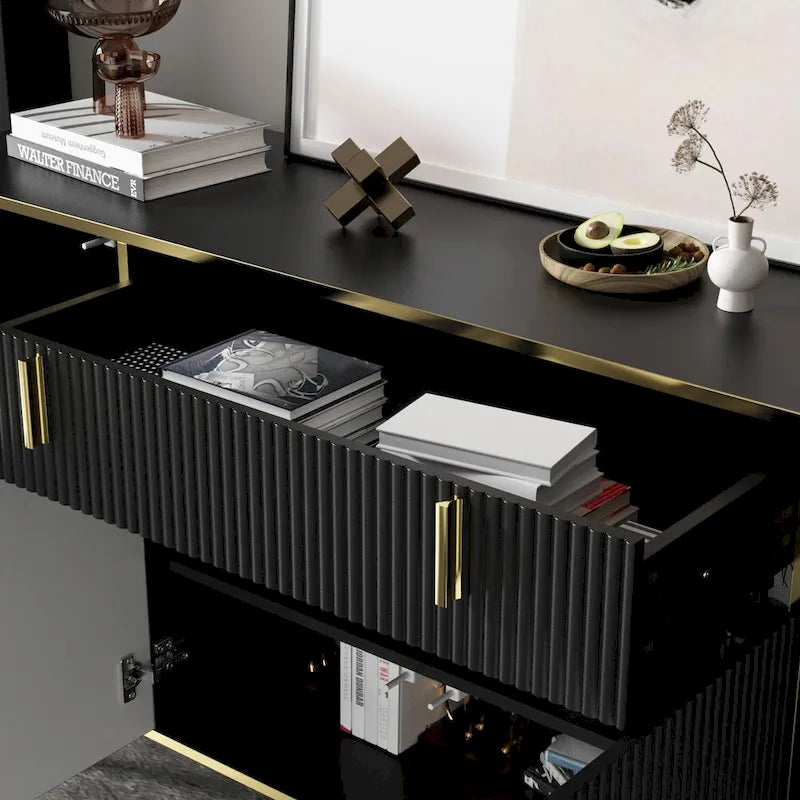Buffet de cuisine 4 portes avec 2 tiroirs supérieurs