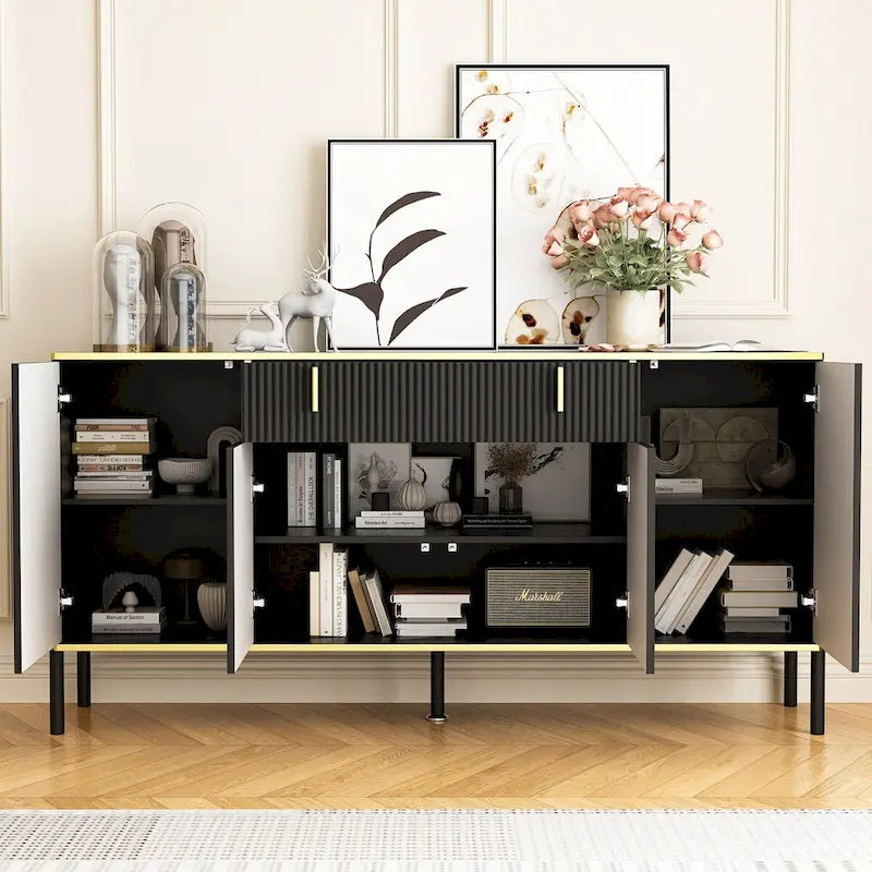 Buffet de cuisine 4 portes avec 2 tiroirs supérieurs