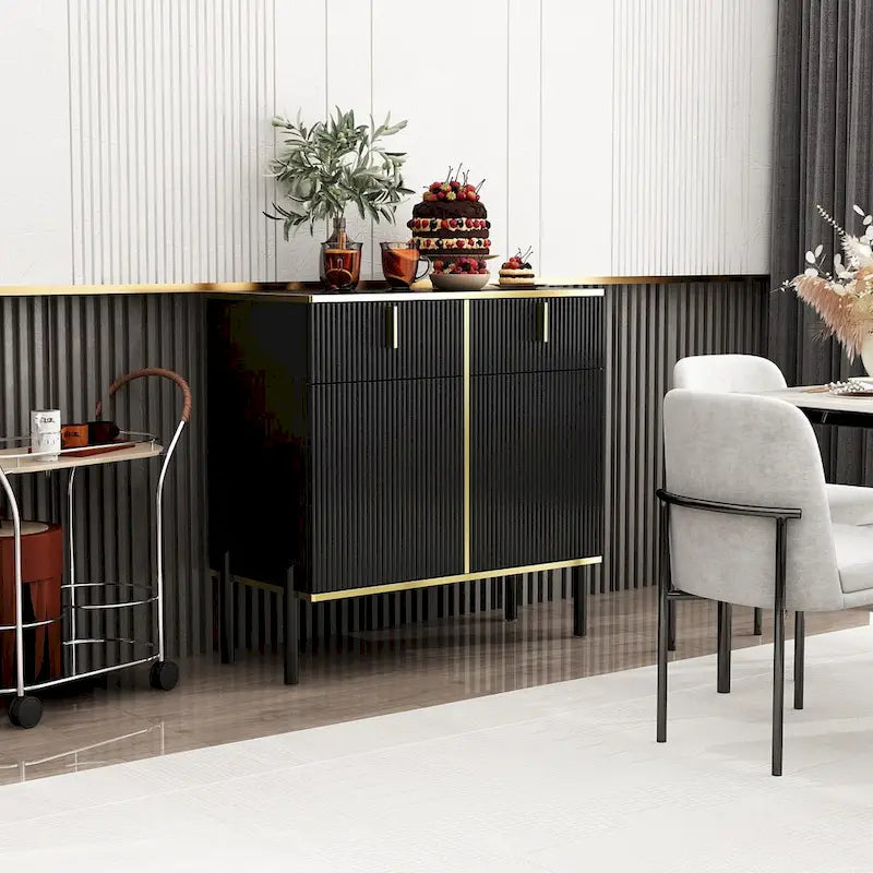 Buffet de cuisine 4 portes avec 2 tiroirs supérieurs