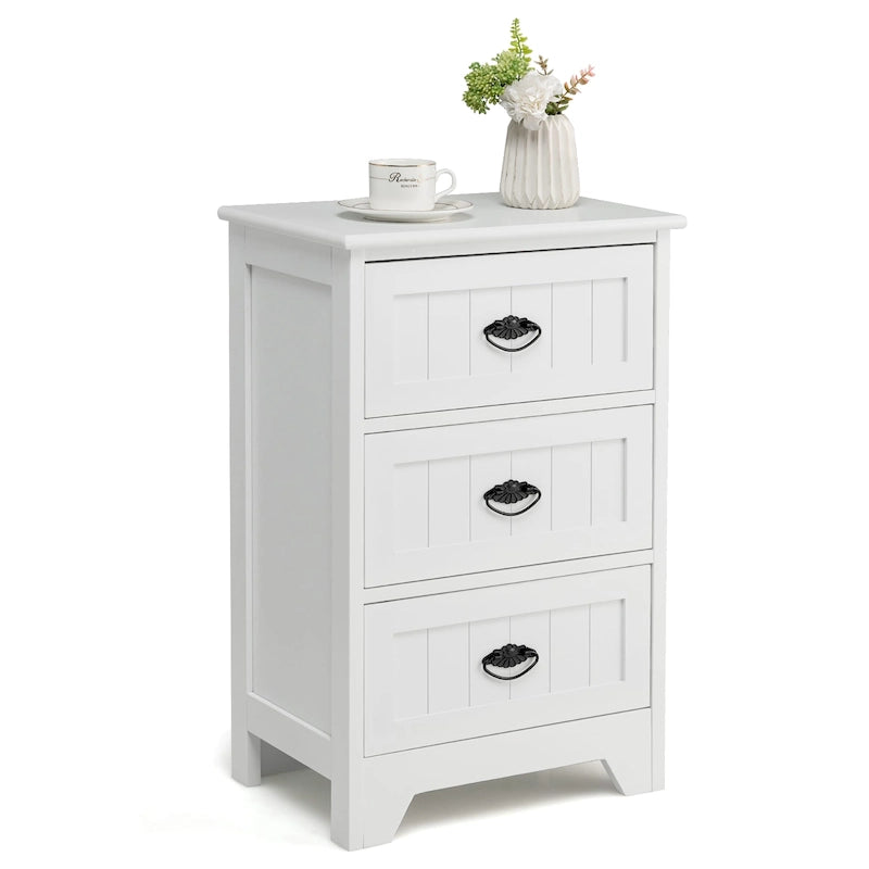 Table de chevet à 3 tiroirs, table d'appoint de chambre, organiseur de rangement