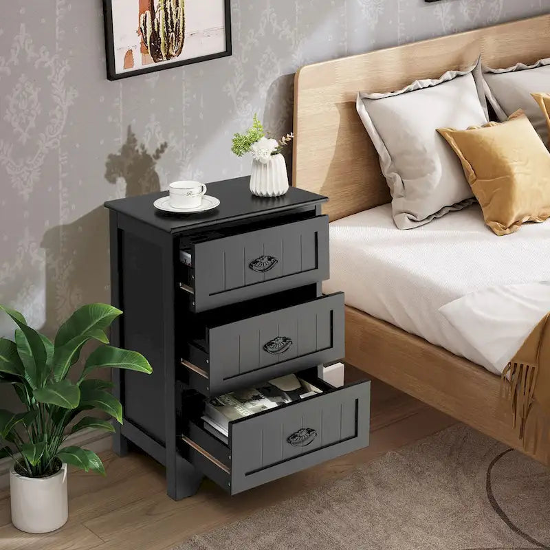 Table de chevet à 3 tiroirs, table d'appoint de chambre, organiseur de rangement