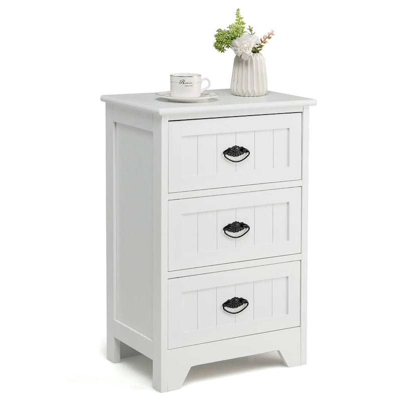 Table de chevet à 3 tiroirs, table d'appoint de chambre, organiseur de rangement