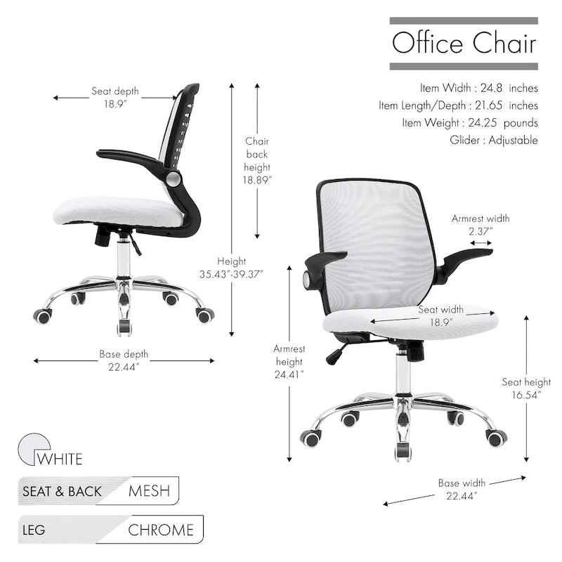 Chaise de bureau avec dossier en maille, siège réglable en hauteur