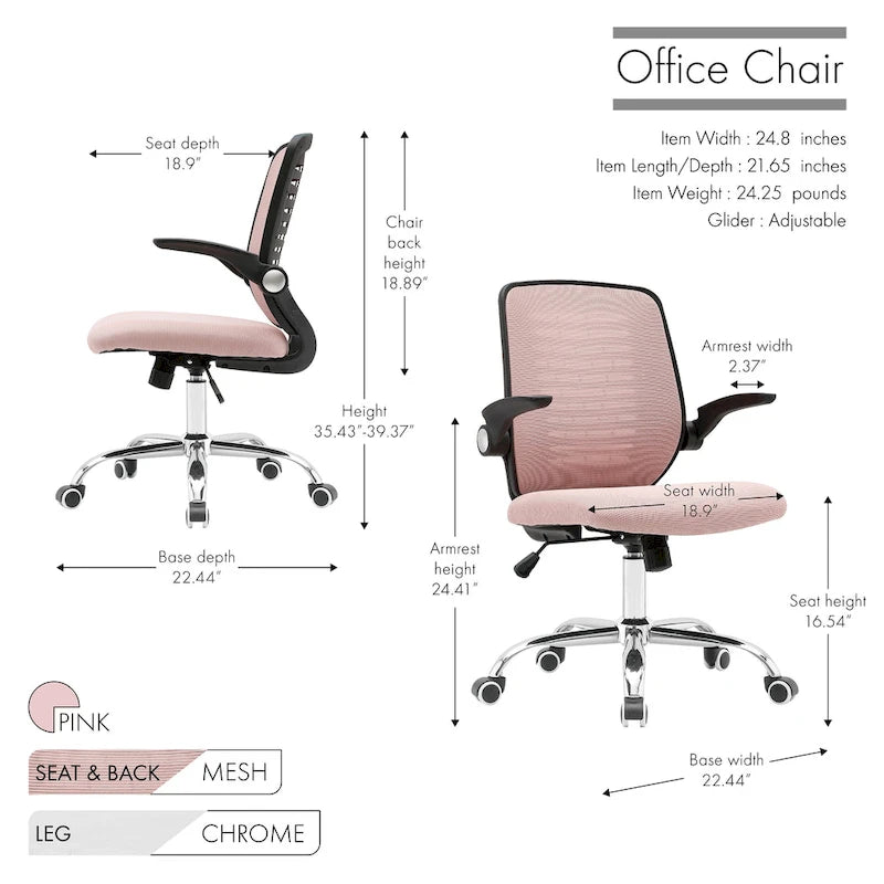 Chaise de bureau avec dossier en maille, siège réglable en hauteur