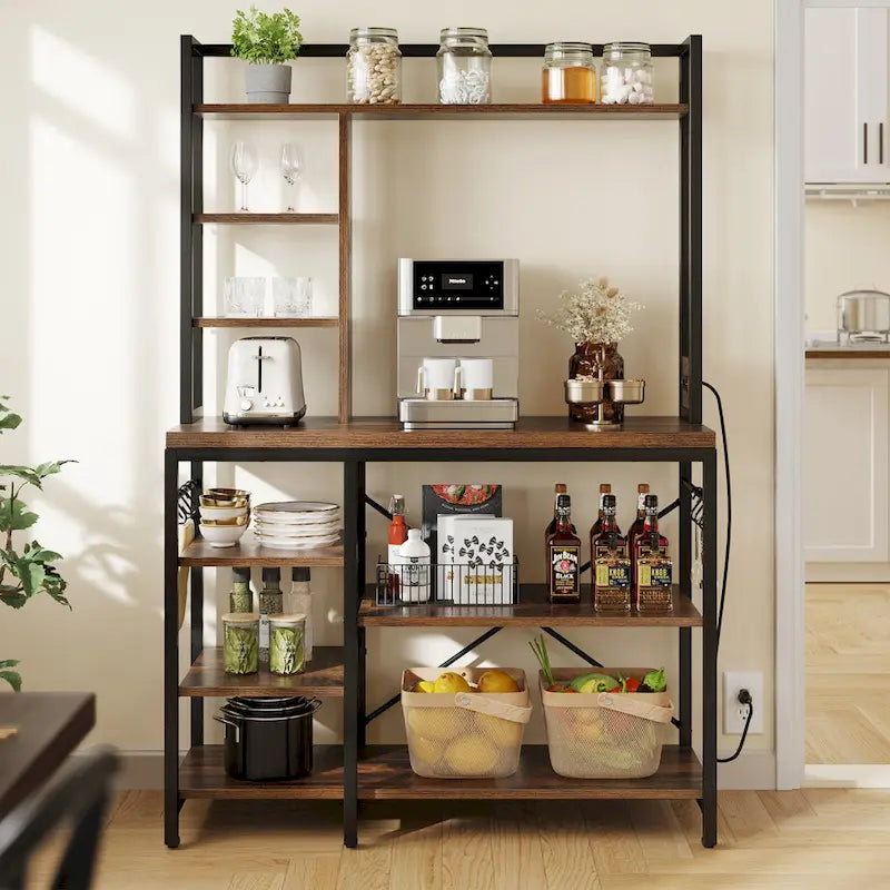 Étagère de cuisine avec prises électriques et support pour micro-ondes