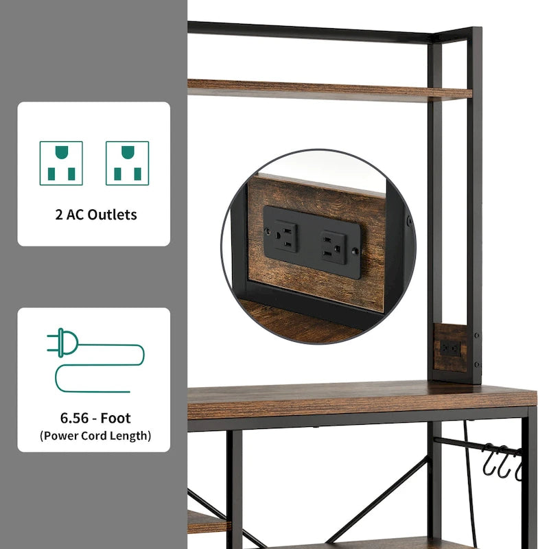 Étagère de cuisine avec prises électriques et support pour micro-ondes