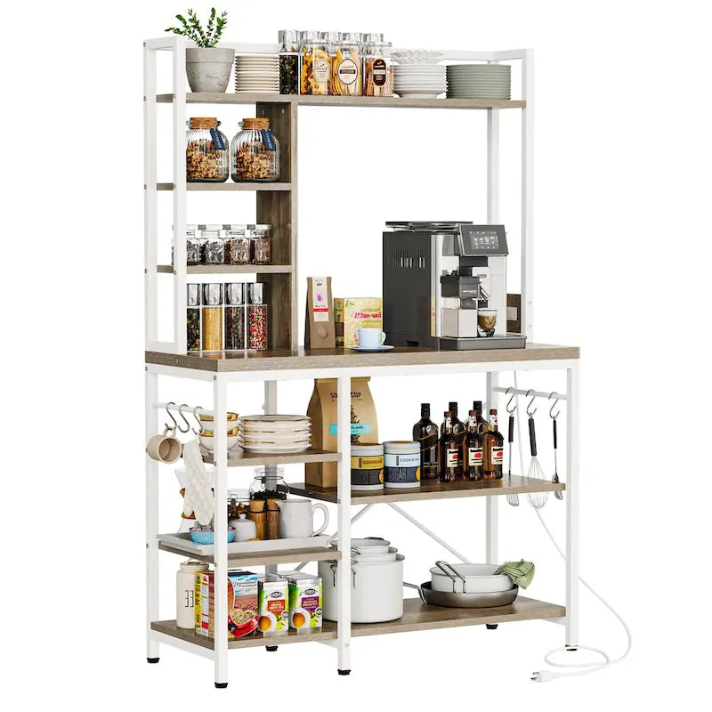 Étagère de cuisine avec prises électriques et support pour micro-ondes