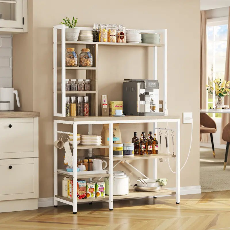 Étagère de cuisine avec prises électriques et support pour micro-ondes