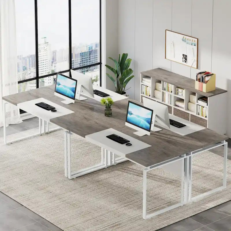 Bureau d'ordinateur en L de 63 pouces, bureaux de direction avec classeur réversible et tiroirs de rangement pour le bureau à domicile