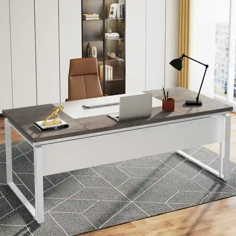 Bureau d'ordinateur en L de 63 pouces, bureaux de direction avec classeur réversible et tiroirs de rangement pour le bureau à domicile