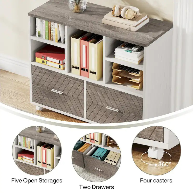 Bureau d'ordinateur en L de 63 pouces, bureaux de direction avec classeur réversible et tiroirs de rangement pour le bureau à domicile