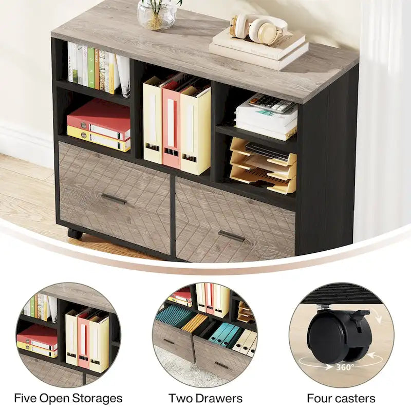 Bureau d'ordinateur en L de 63 pouces, bureaux de direction avec classeur réversible et tiroirs de rangement pour le bureau à domicile
