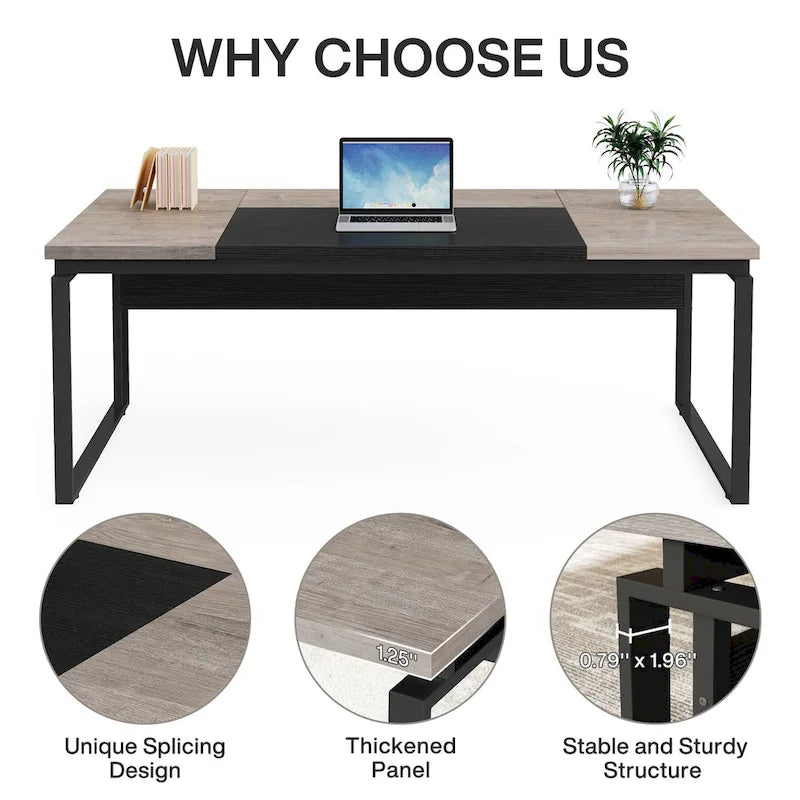 Bureau d'ordinateur en L de 63 pouces, bureaux de direction avec classeur réversible et tiroirs de rangement pour le bureau à domicile