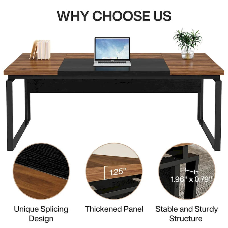 Bureau d'ordinateur en L de 63 pouces, bureaux de direction avec classeur réversible et tiroirs de rangement pour le bureau à domicile