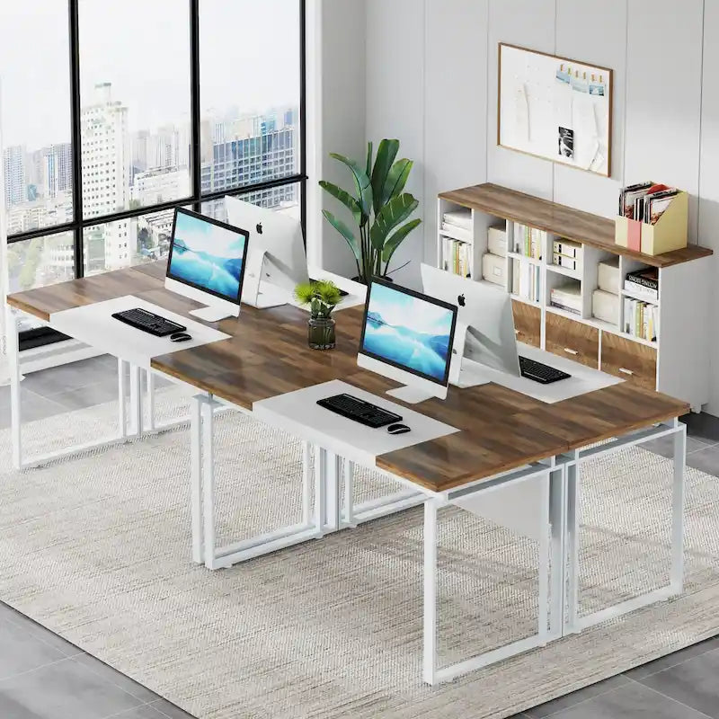 Bureau d'ordinateur en L de 63 pouces, bureaux de direction avec classeur réversible et tiroirs de rangement pour le bureau à domicile