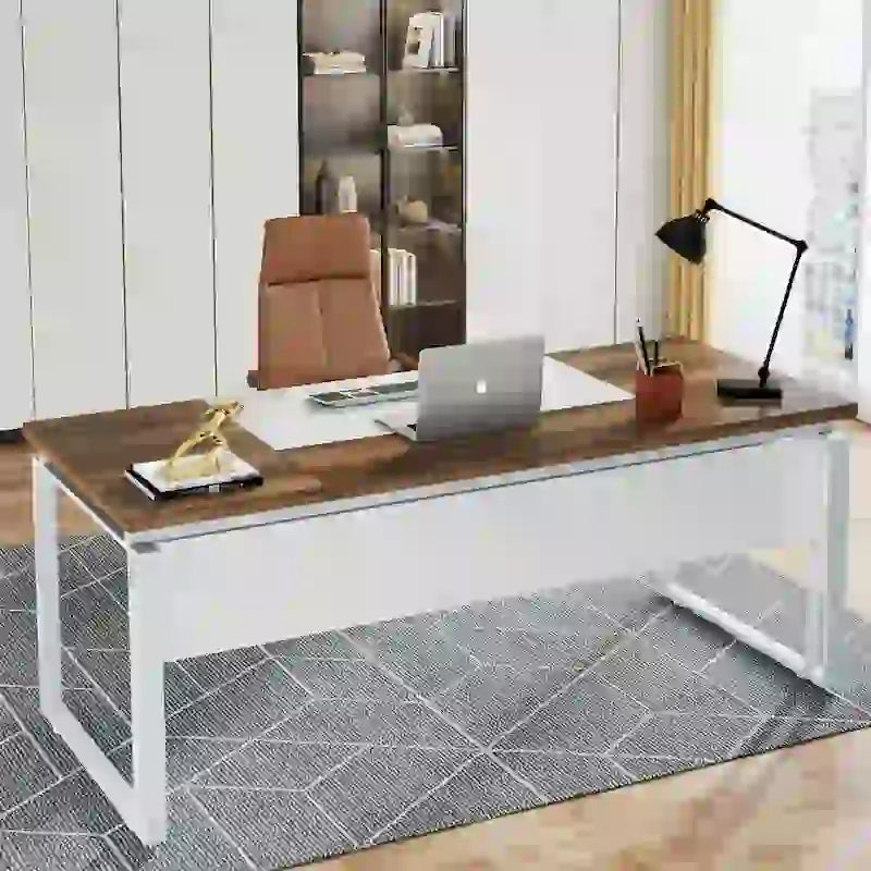 Bureau d'ordinateur en L de 63 pouces, bureaux de direction avec classeur réversible et tiroirs de rangement pour le bureau à domicile