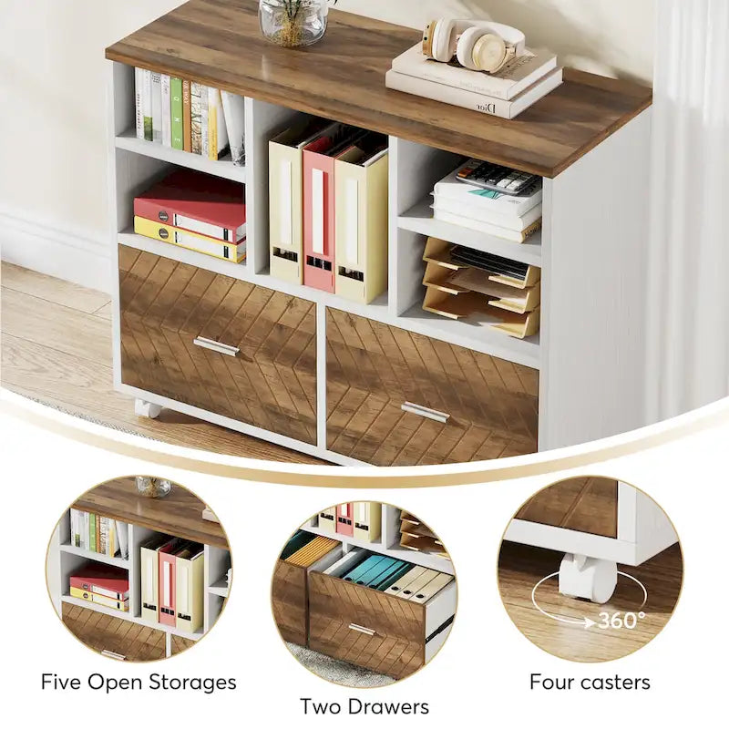 Bureau d'ordinateur en L de 63 pouces, bureaux de direction avec classeur réversible et tiroirs de rangement pour le bureau à domicile