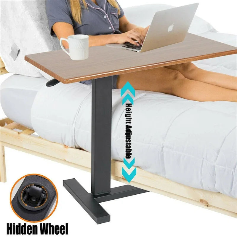 Table d'appoint roulante ajustable pour ordinateur portable à utiliser au-dessus du lit ou du canapé