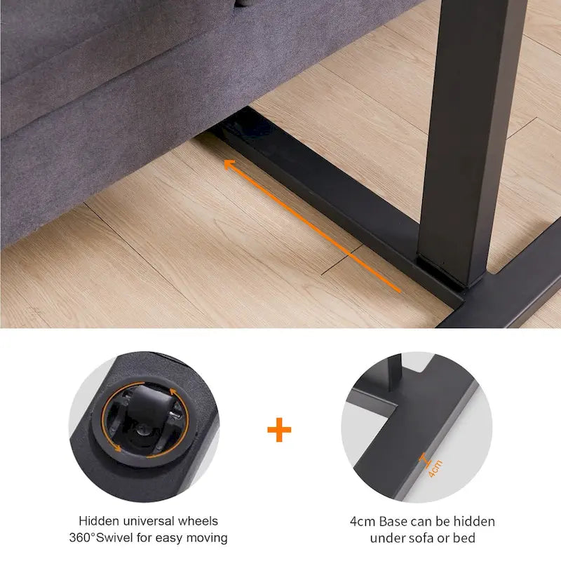 Table d'appoint roulante ajustable pour ordinateur portable à utiliser au-dessus du lit ou du canapé