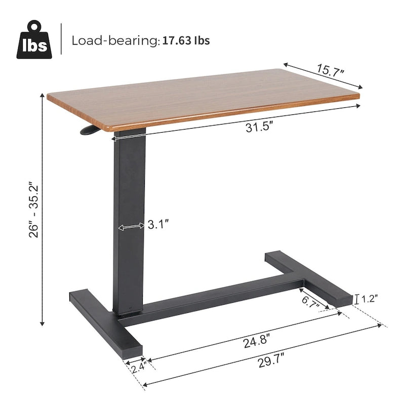 Table d'appoint roulante ajustable pour ordinateur portable à utiliser au-dessus du lit ou du canapé