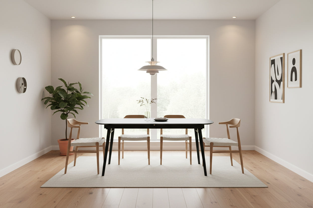Obround Top Wooden Dining Table with Extendable Leaf, Charcoal Gray