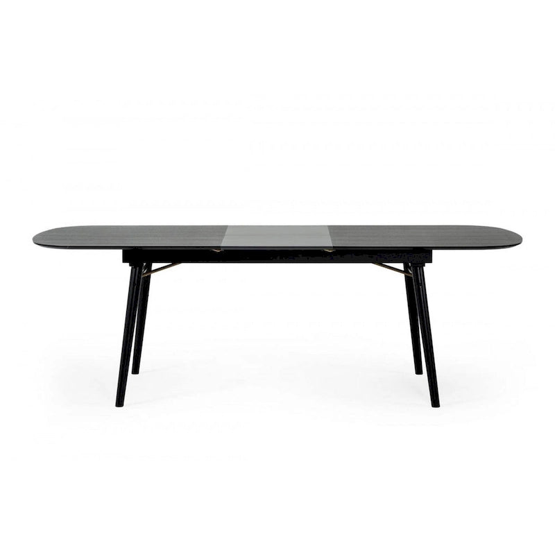 Table à manger en bois plateau ovale avec rallonge, gris anthracite