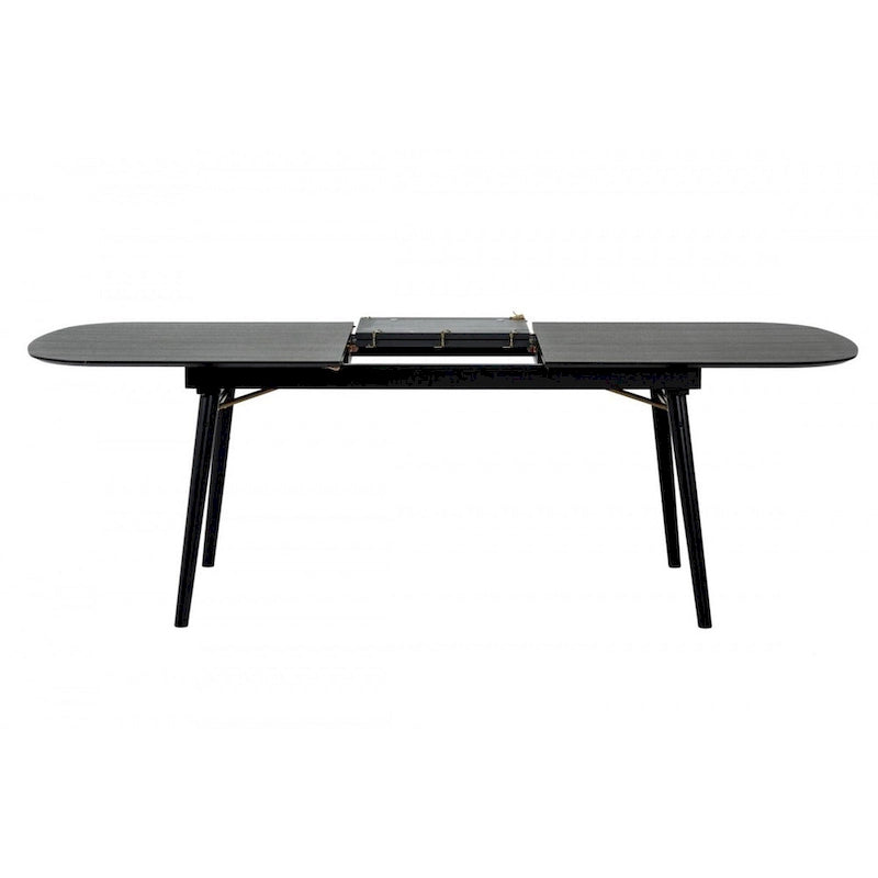 Table à manger en bois plateau ovale avec rallonge, gris anthracite