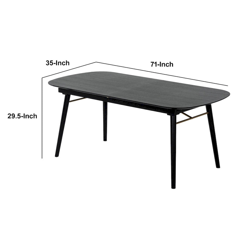 Table à manger en bois plateau ovale avec rallonge, gris anthracite