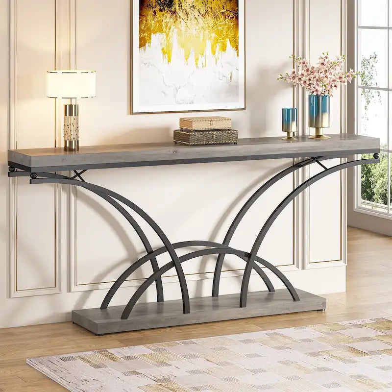 Console en marbre synthétique blanc et structure dorée de 180 cm de long pour entrée ou salon