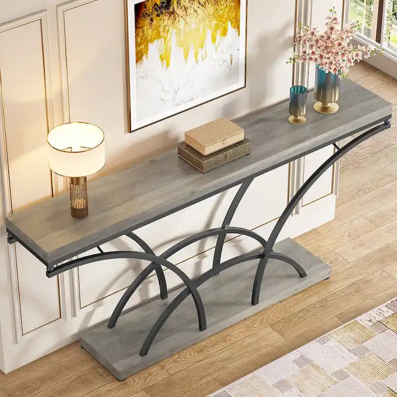Console en marbre synthétique blanc et structure dorée de 180 cm de long pour entrée ou salon