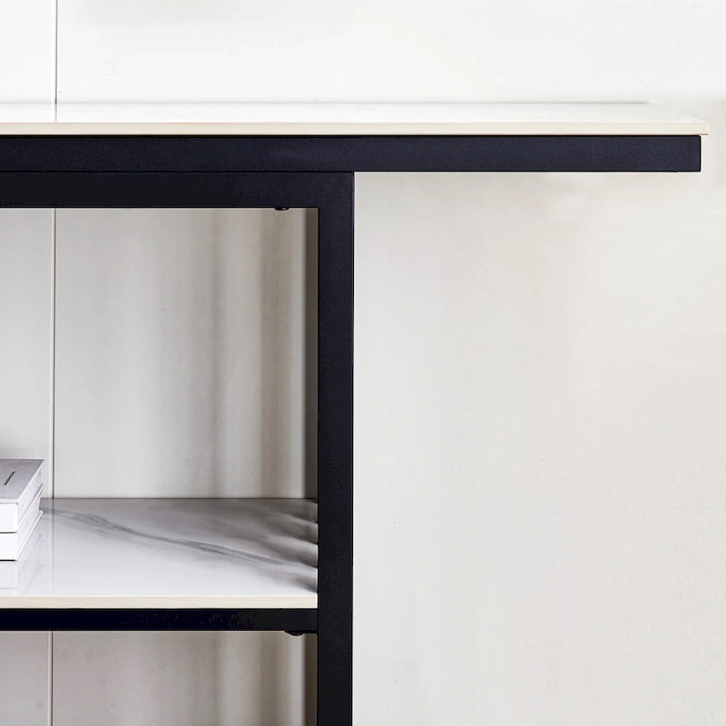 Console Moderne, Cadre Métallique avec patins réglables pour Entrée, Couloir, Salon et Bureau (Noir).