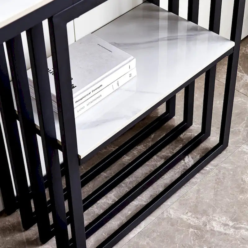 Console Moderne, Cadre Métallique avec patins réglables pour Entrée, Couloir, Salon et Bureau (Noir).