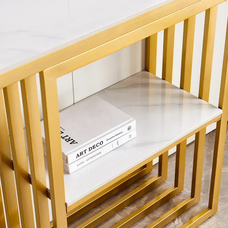 Console Moderne, Cadre Métallique avec patins réglables pour Entrée, Couloir, Salon et Bureau (Noir).