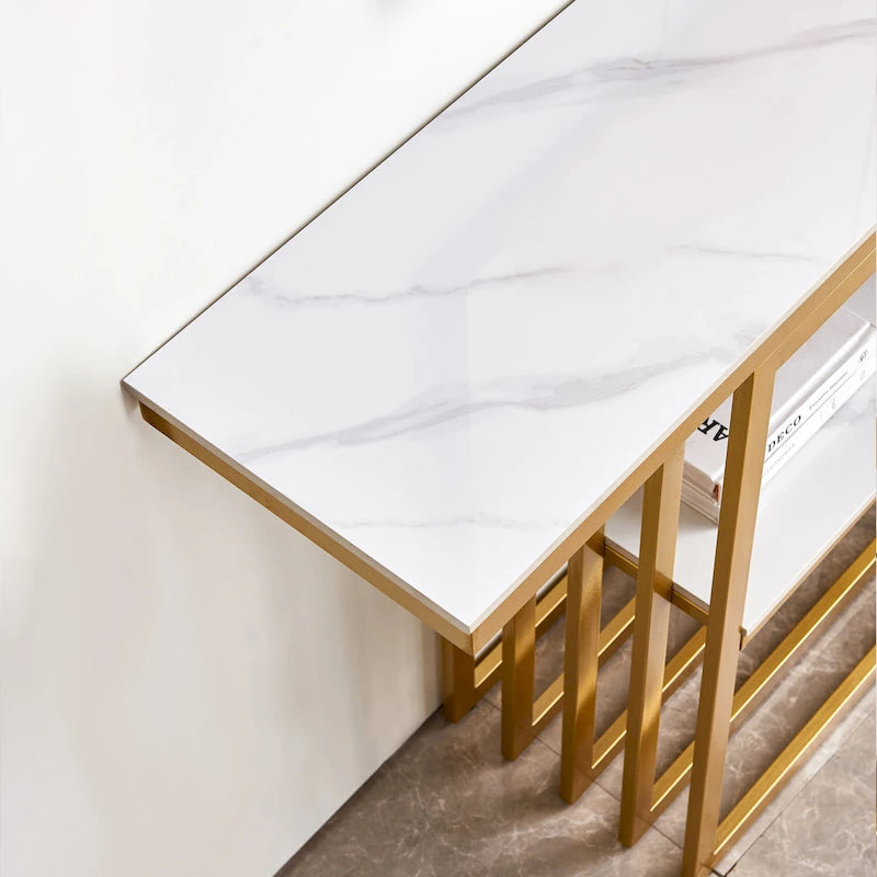 Console Moderne, Cadre Métallique avec patins réglables pour Entrée, Couloir, Salon et Bureau (Noir).