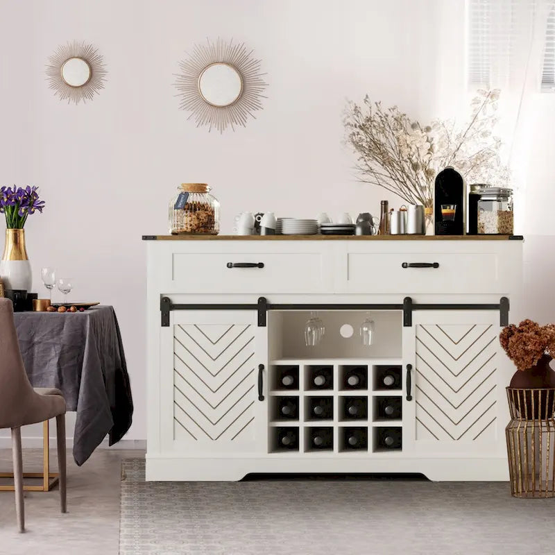 Royalcraft 51.96 Inch Bar Cabinet with Wine Rack and Large Storage