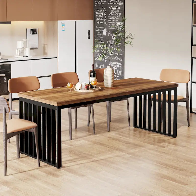 Table de cuisine et de salle à manger de 199,9 cm avec pieds en métal