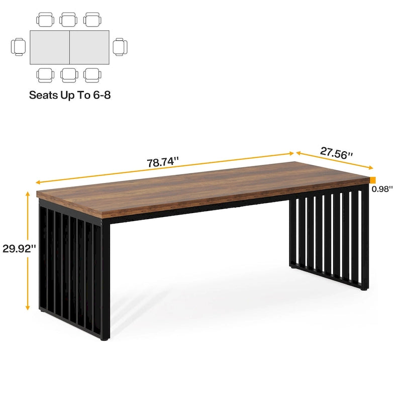 Table de cuisine et de salle à manger de 199,9 cm avec pieds en métal