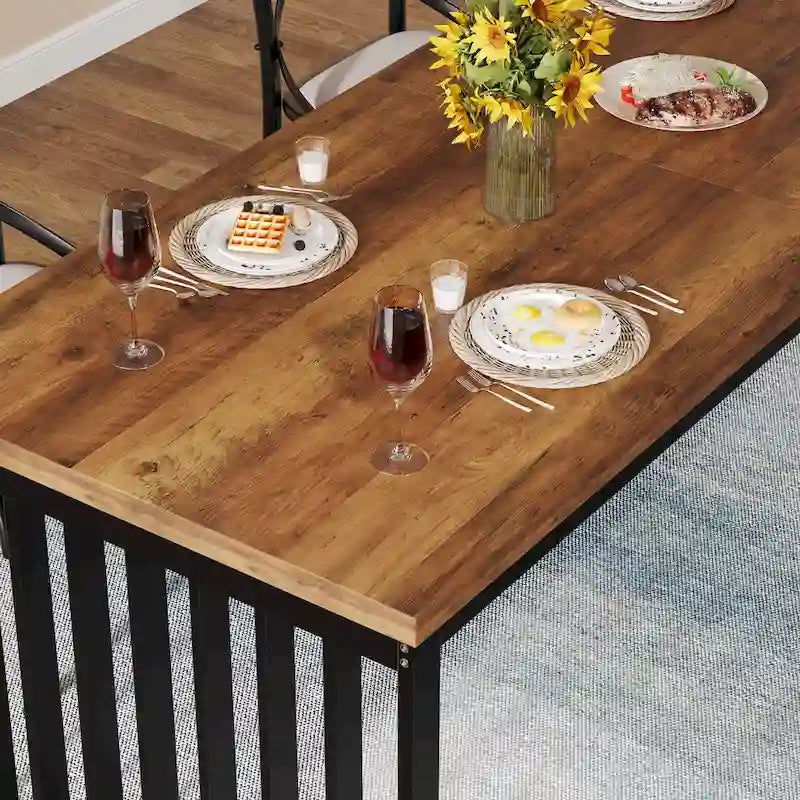 Table de cuisine et de salle à manger de 199,9 cm avec pieds en métal