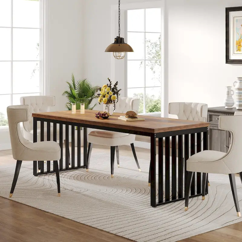 Table de cuisine et de salle à manger de 199,9 cm avec pieds en métal