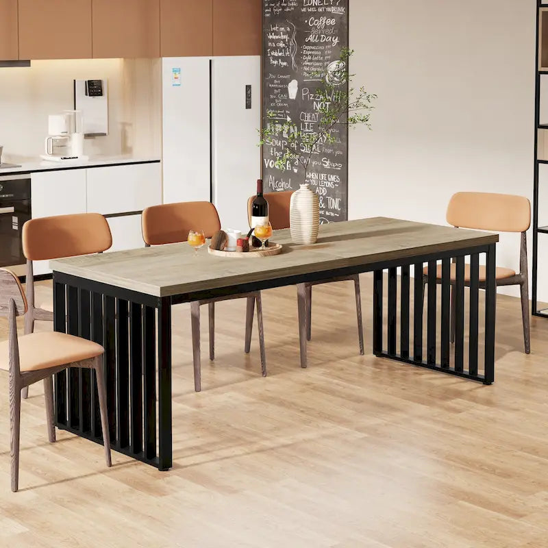 Table de cuisine et de salle à manger de 199,9 cm avec pieds en métal