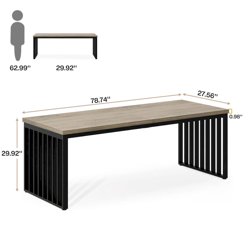 Table de cuisine et de salle à manger de 199,9 cm avec pieds en métal